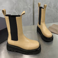 BOTTEGA VENETA LUG CHELSEA BOOT IN CAMEL BEIGE CALFSKIN