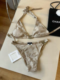 CHANEL SWIMSUIT IN NUDE EMBROIDERED LOGO 604223