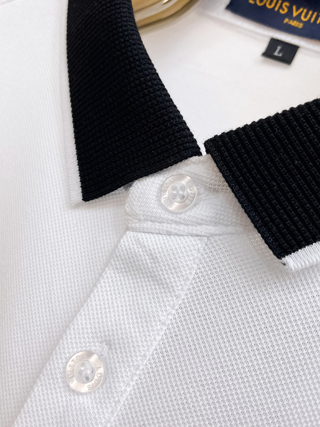 LOUIS VUITTON LV POLO WHITE AND BLACK TRIM LONG-STAPLE COTTON 238771