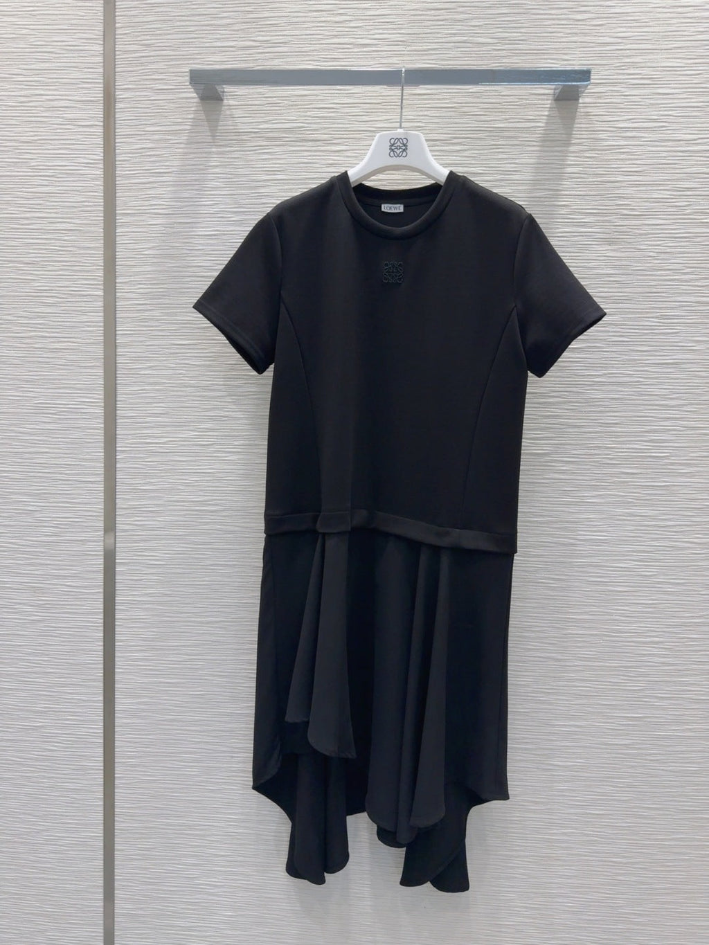 Loewe 2025 Irregular Flowing Dress Black Cotton