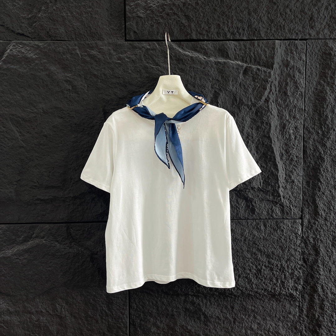 LOUIS VUITTON T-SHIRT WITH LV SILK SCARF IN JERSEY FABRIC 265970