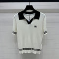 CELINE SHORT-SLEEVE KNIT TOP WHITE 274818