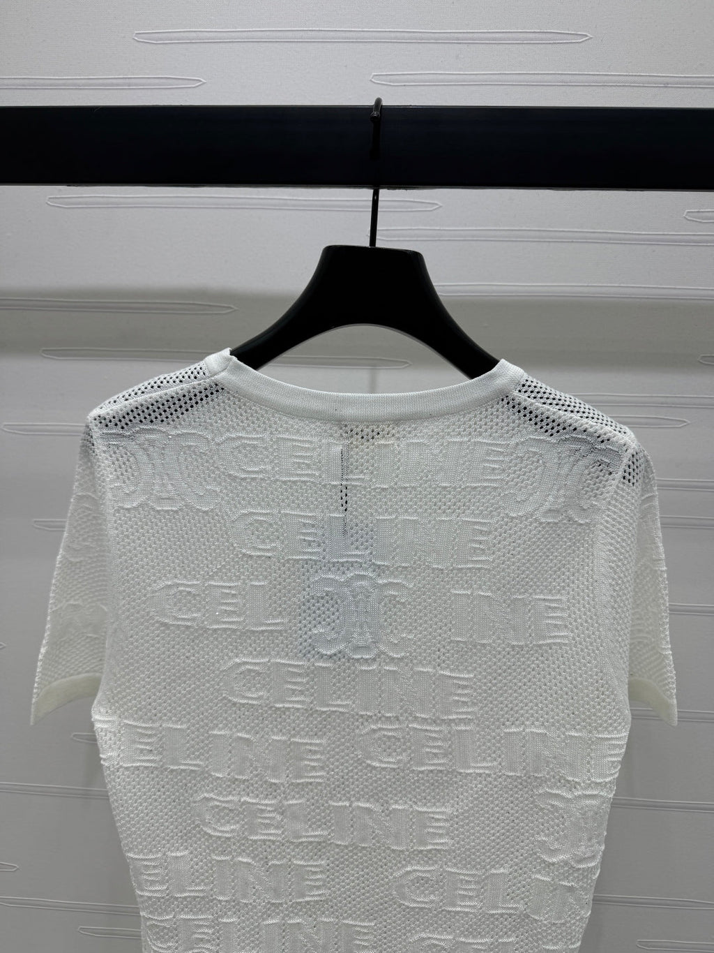 CELINE SHORT-SLEEVE CROCHET TOP WHITE 274807