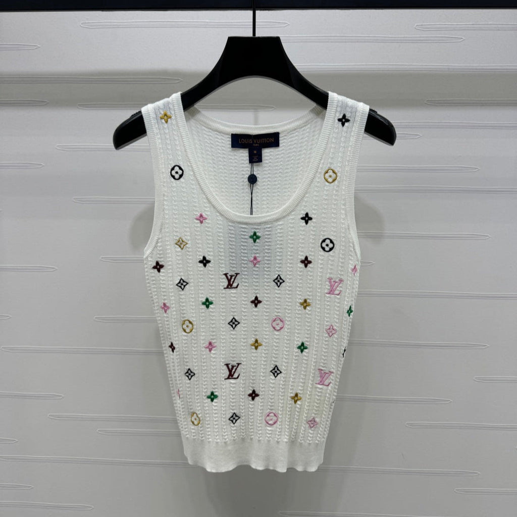 LOUIS VUITTON LV 25S EMBROIDERED KNIT TANK TOP 264272
