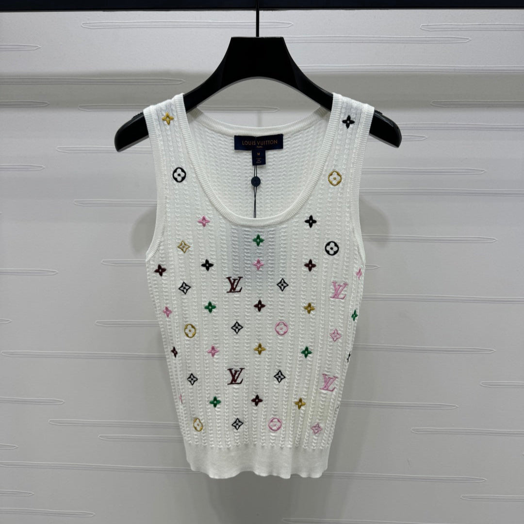 LOUIS VUITTON LV 25S EMBROIDERED KNIT TANK TOP 264272
