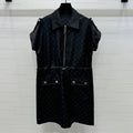 LOUIS VUITTON LV 25S SHORT SLEEVE JACQUARD DRAWSTRING DRESS 264215