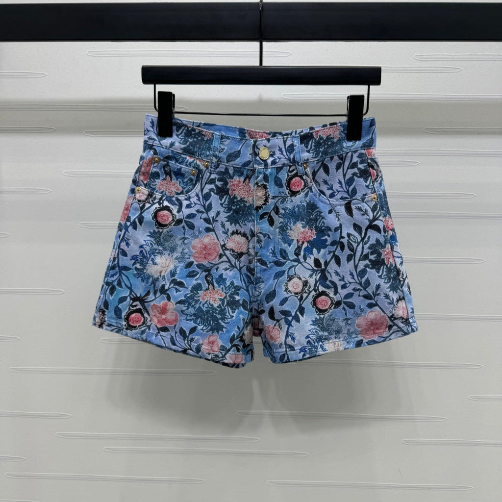 LOUIS VUITTON LV 25S PRINTED DENIM SHORTS 264196