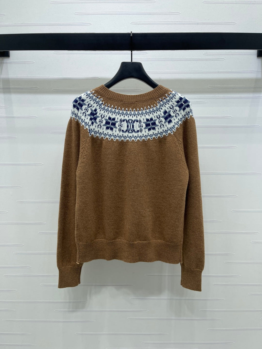 CELINE CARDIGAN IN PECAN BROWN MIX BLUE WOOL