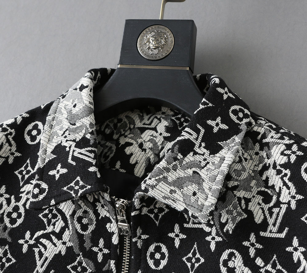 LOUIS VUITTON LV SHIRT JACKET IN BLACK MIX WHITE MONOGRAM JACQUARD FABRIC 238989