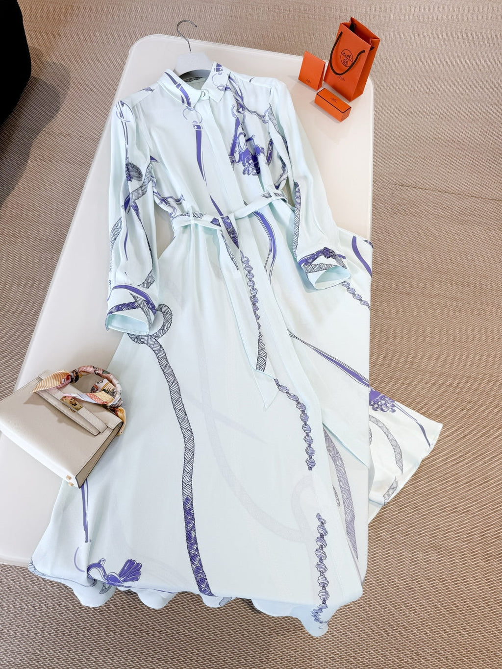 HERMES HERMES 25S LONG SILK DRESS 259