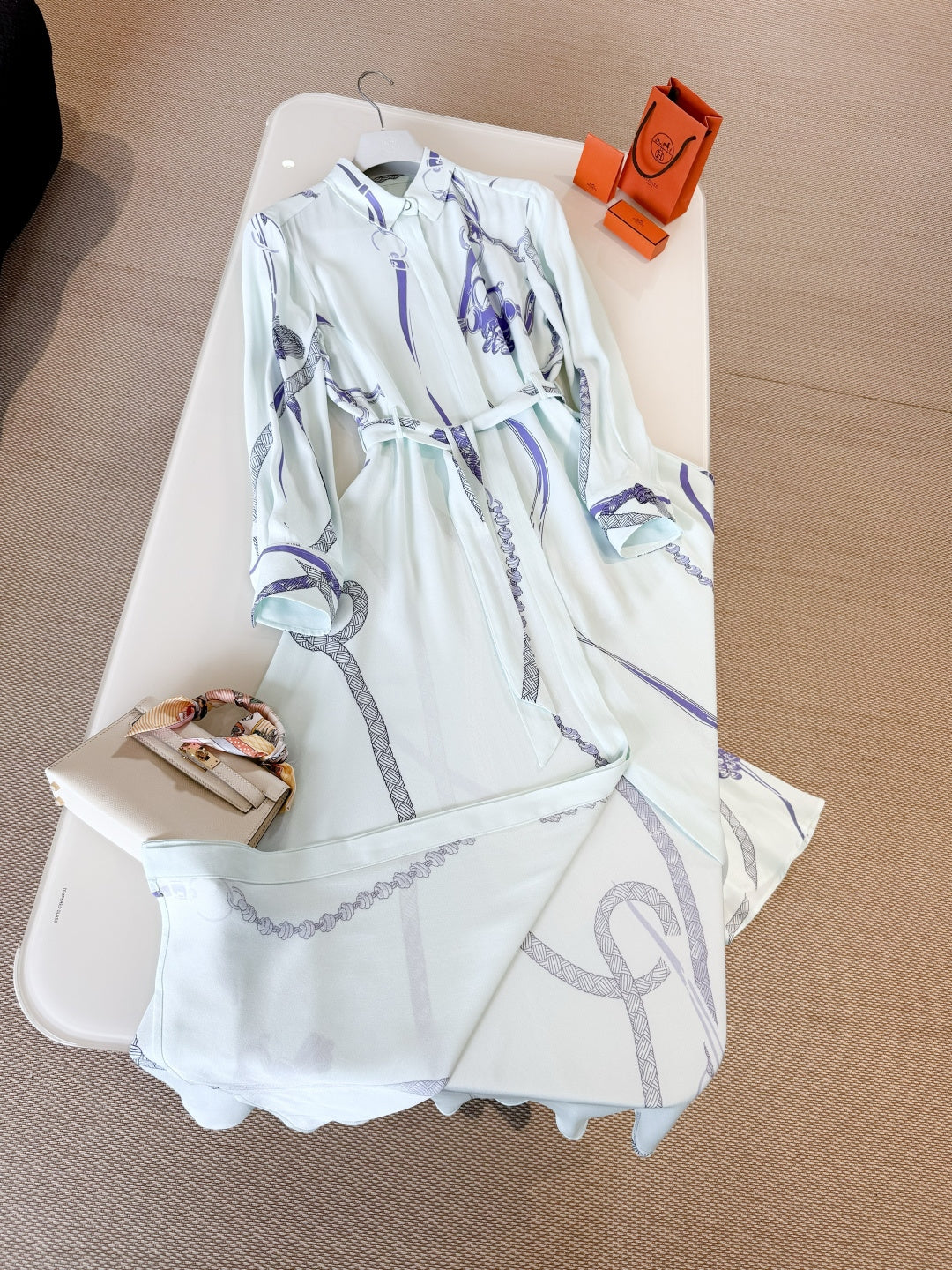 HERMES HERMES 25S LONG SILK DRESS 259