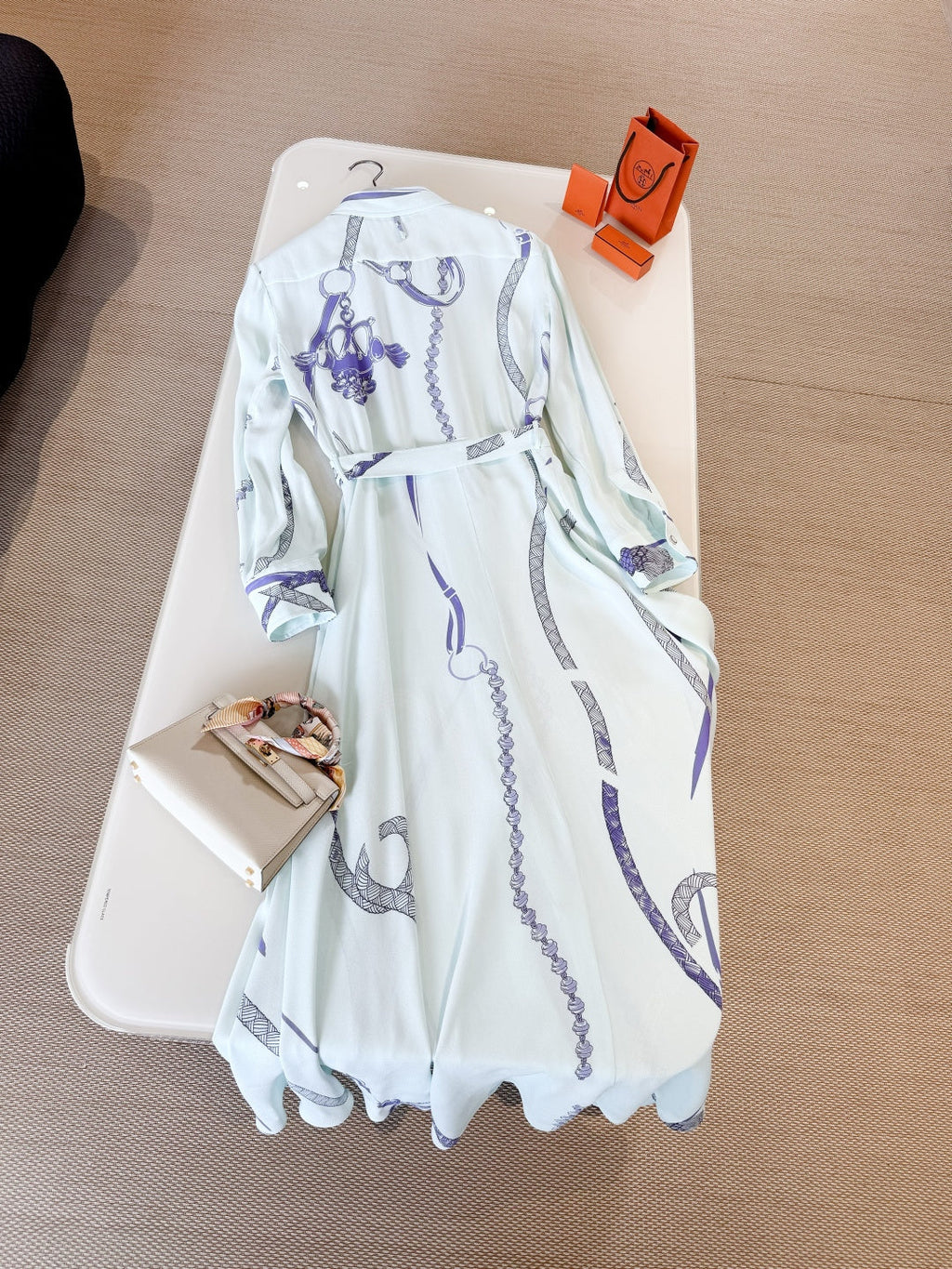HERMES HERMES 25S LONG SILK DRESS 259
