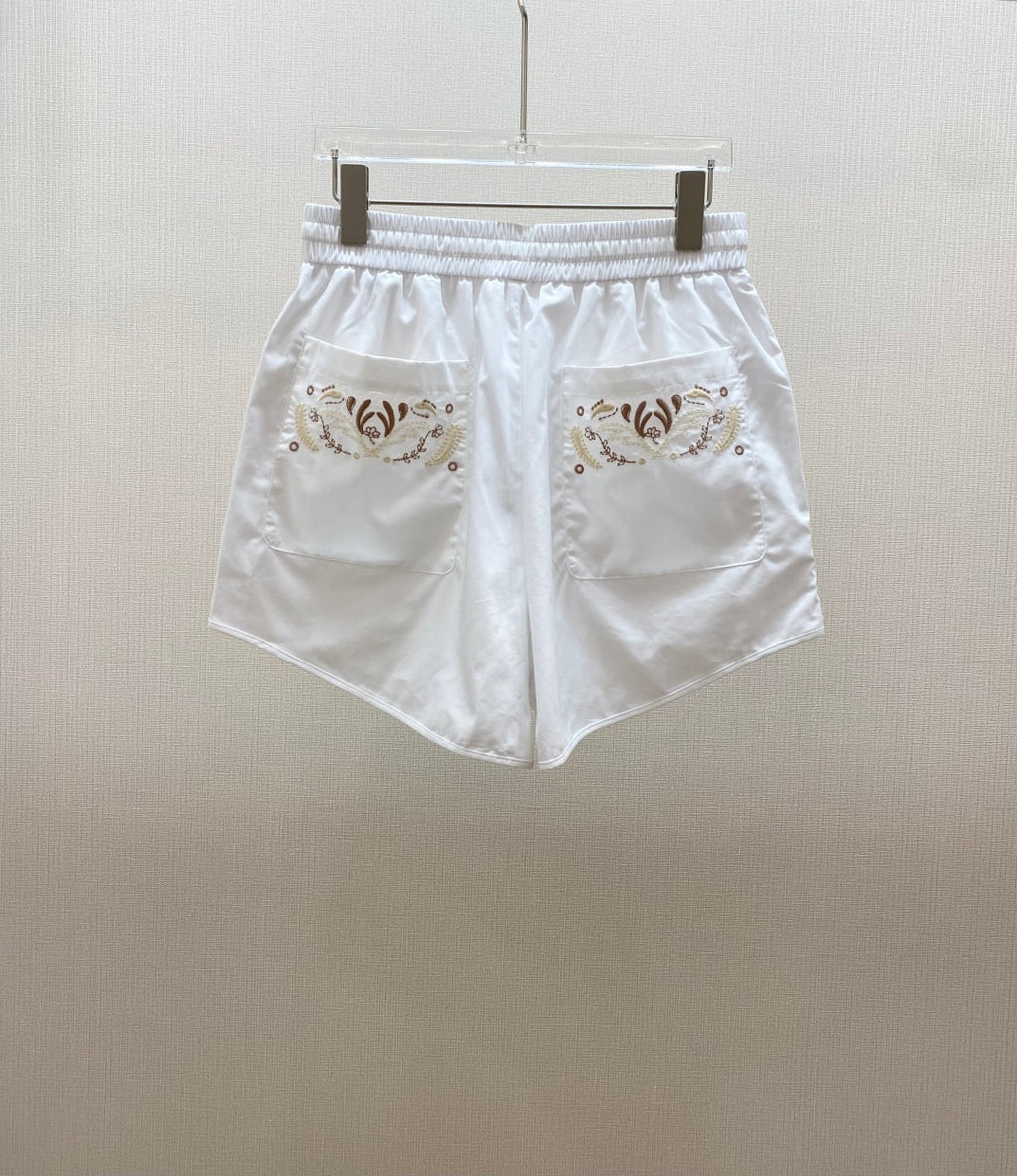 HERMES HERMES 25S EMBROIDERED SHORTS 158