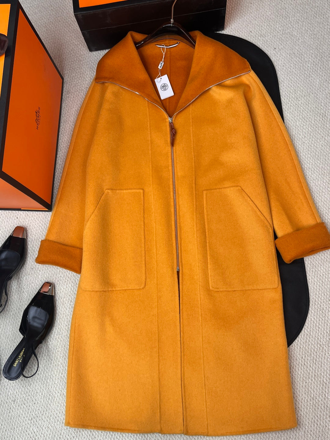 HERMES 25S REVERSIBLE LONG CASERE COAT 244