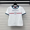 GUCCI White Blue Cotton Jersey T-shirt With Print