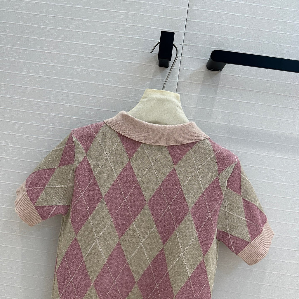 GUCCI Gucci 25 Short-sleeved Knitted Sweater Pink Wool