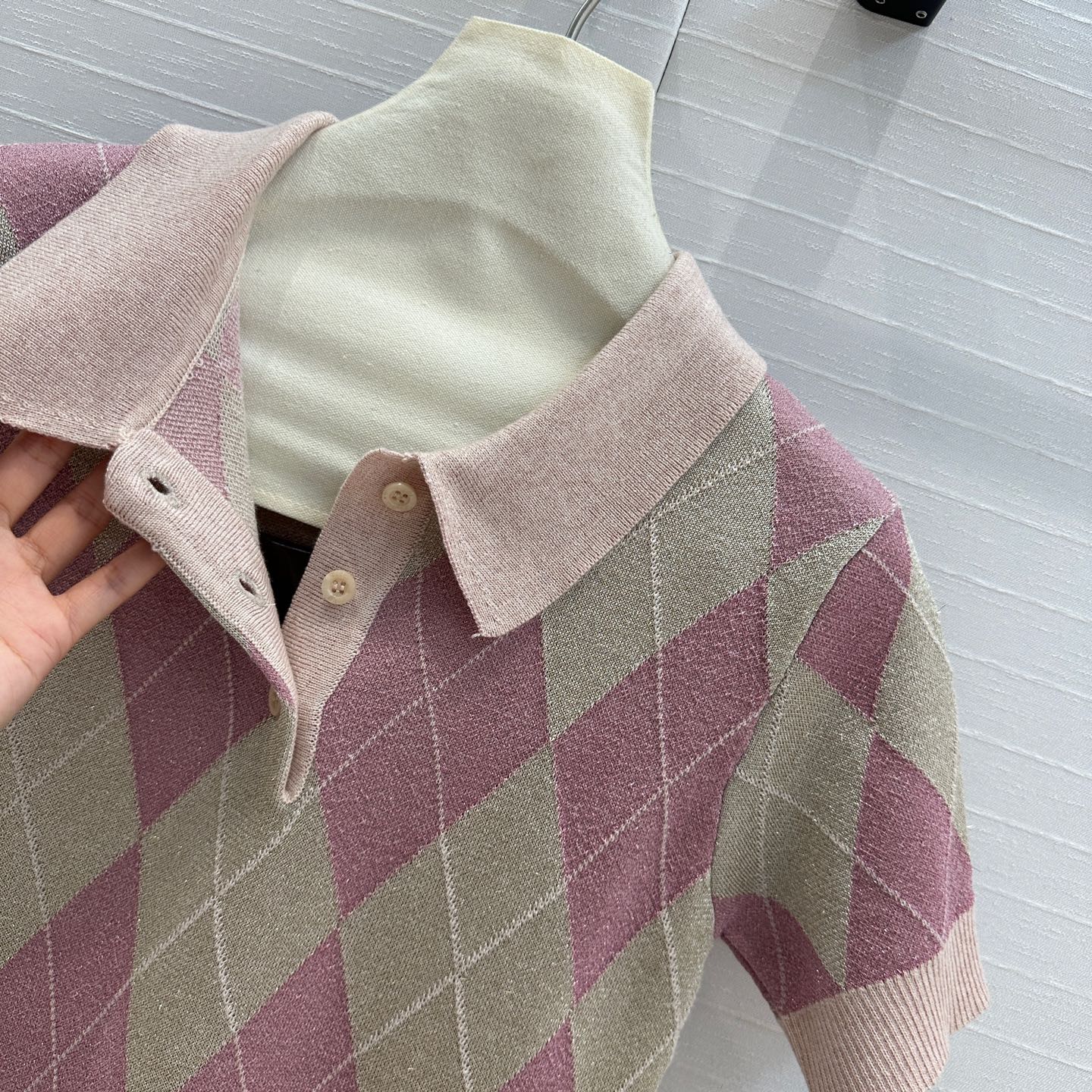 GUCCI Gucci 25 Short-sleeved Knitted Sweater Pink Wool