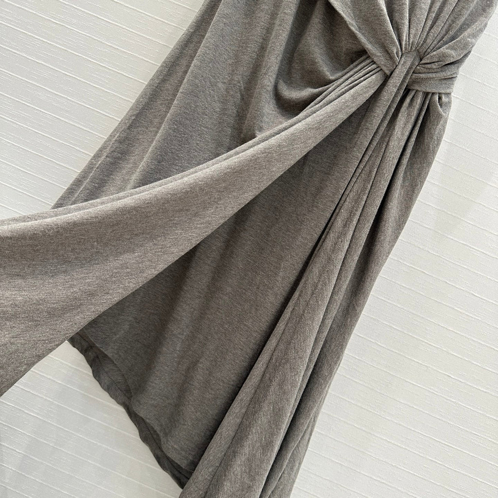 Loewe 25 Knotted Short-sleeved Dress Gray Viscose