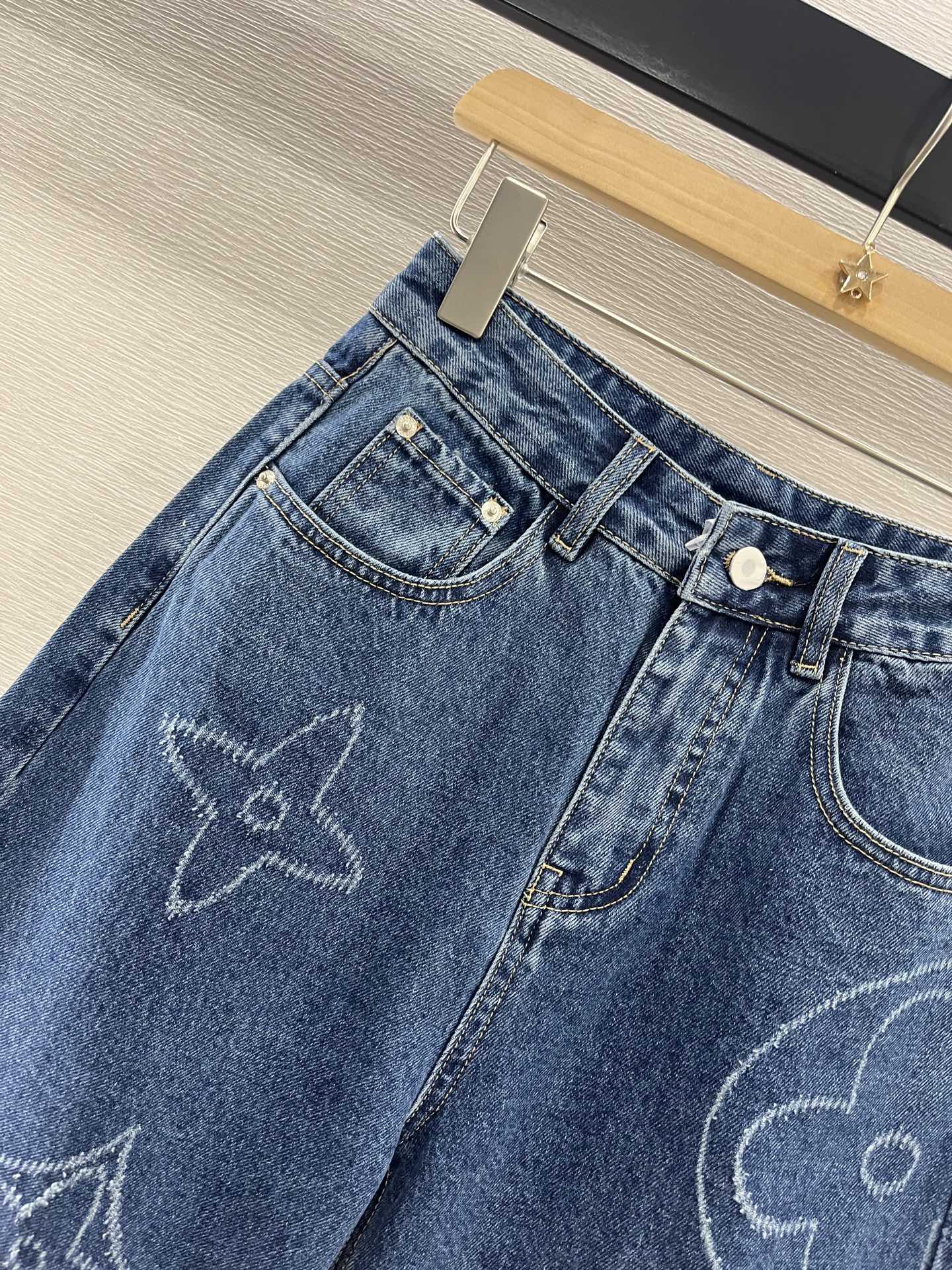 LOUIS VUITTON LV HIGH-WAIST LASER-CUT DENIM SHORTS