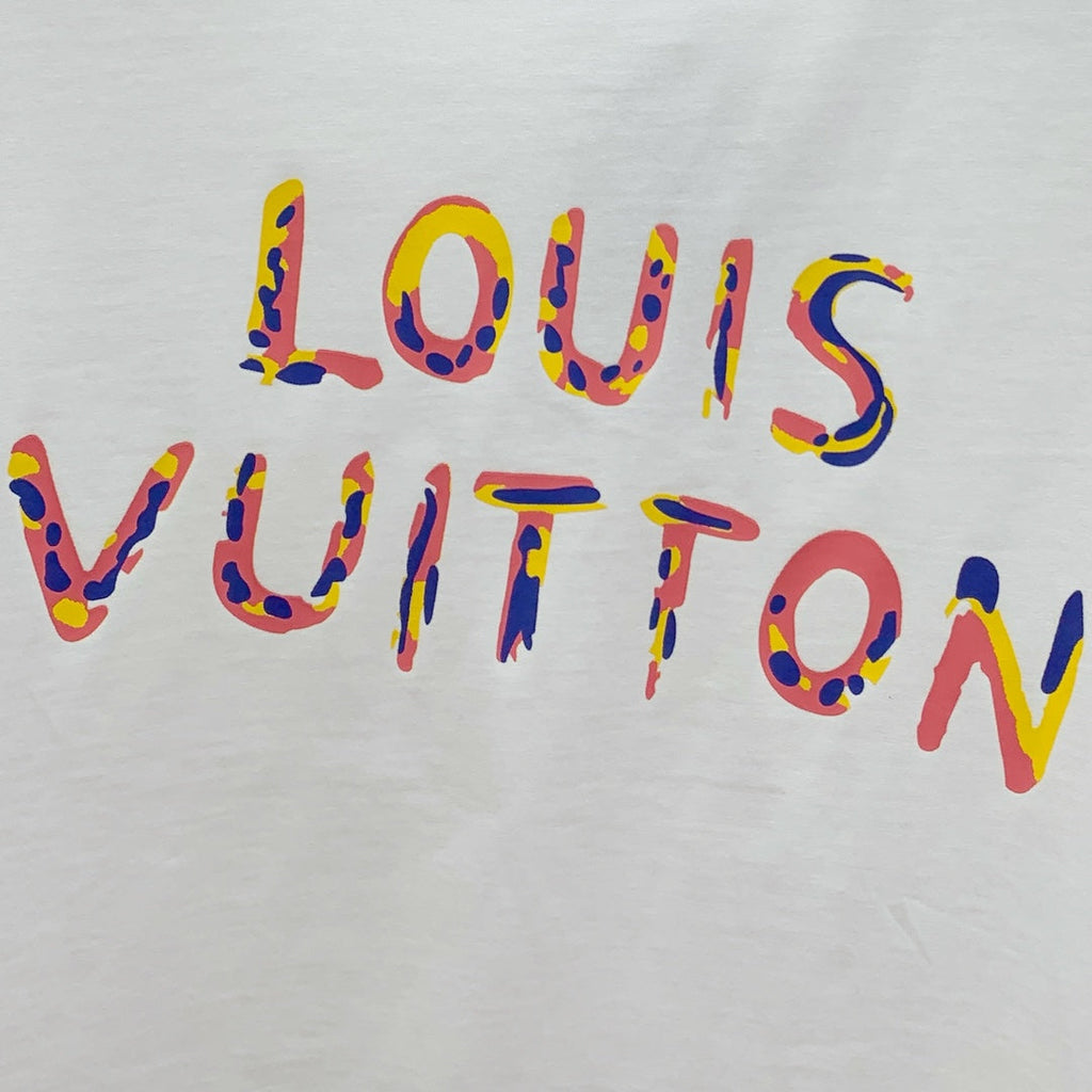 LOUIS VUITTON LV T-SHIRT COLORFUL LOGO IN WHITE COTTON 238876