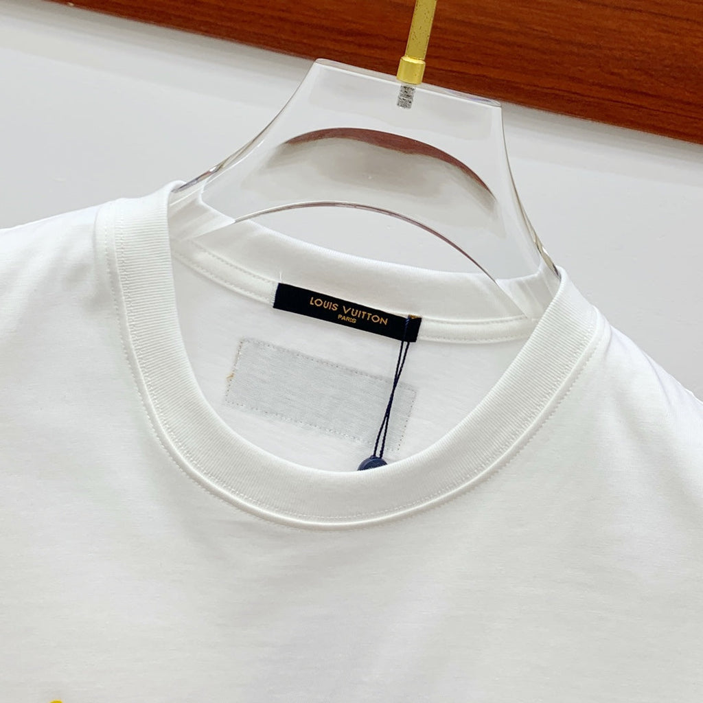 LOUIS VUITTON LV T-SHIRT COLORFUL LOGO IN WHITE COTTON 238876