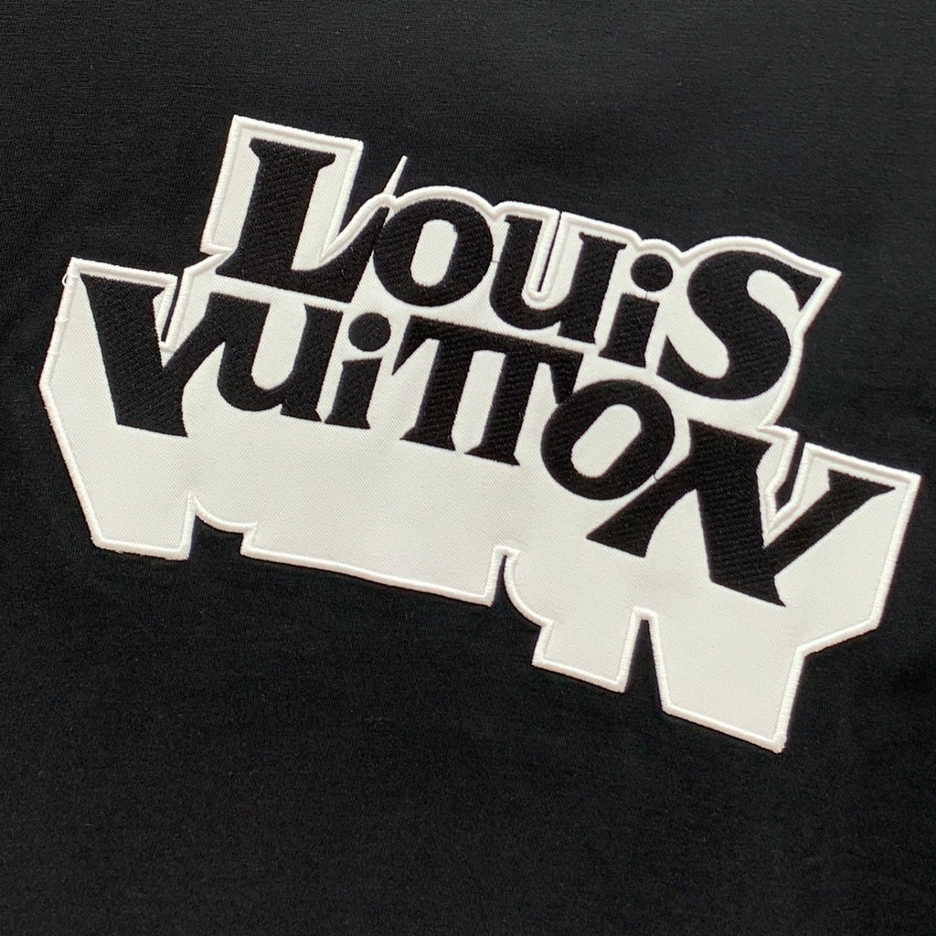 LOUIS VUITTON LV T-SHIRT EMBROIDERED LOGO IN BLACK COTTON 238879