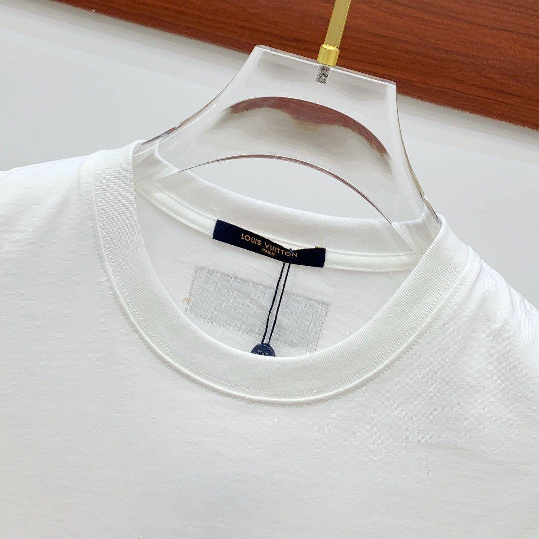 LOUIS VUITTON LV T-SHIRT IN WHITE PURE COTTON CLASSIC LOGO PATTERN 238880