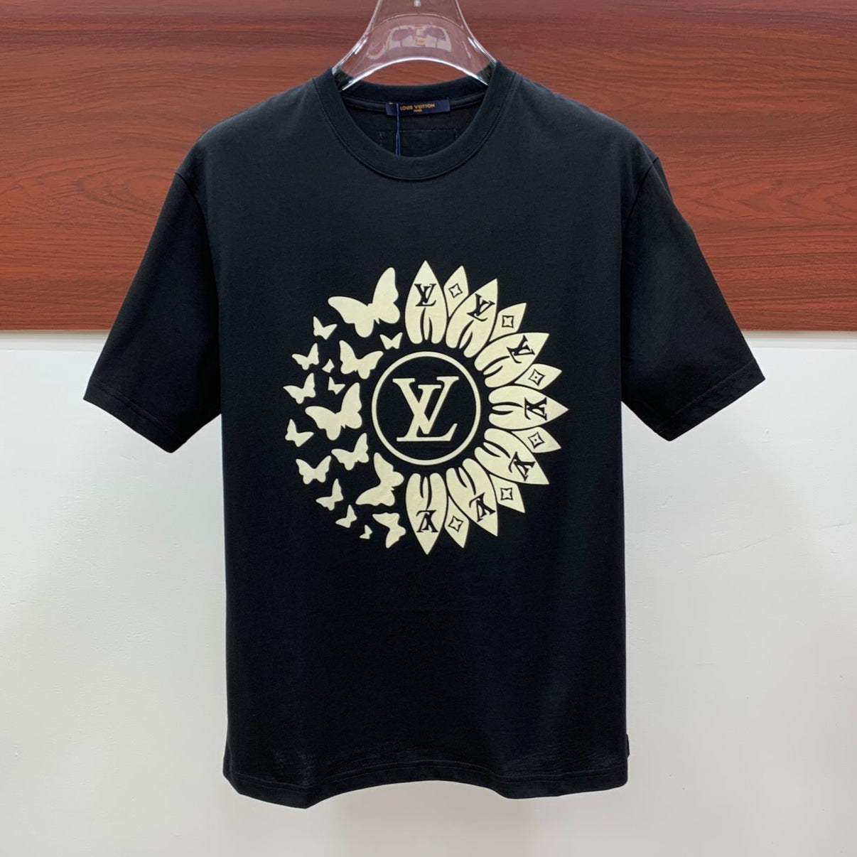 LOUIS VUITTON LV T-SHIRT IN BLACK PURE COTTON CLASSIC LOGO PATTERN 238881