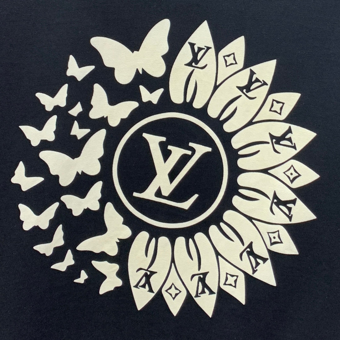 LOUIS VUITTON LV T-SHIRT IN BLACK PURE COTTON CLASSIC LOGO PATTERN 238881