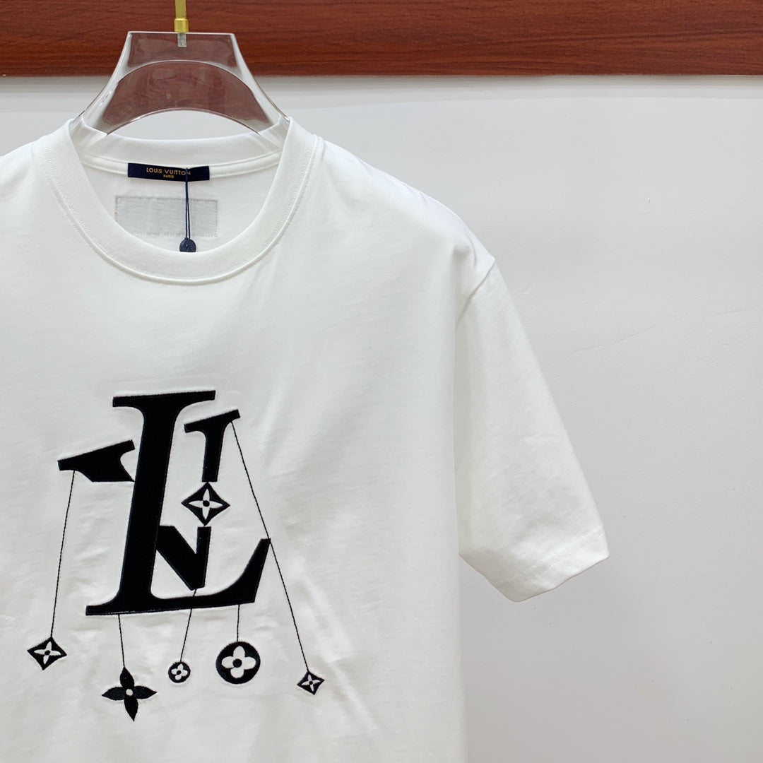 LOUIS VUITTON LV T-SHIRT IN WHITE COTTON STYLIZED LOGO 238872