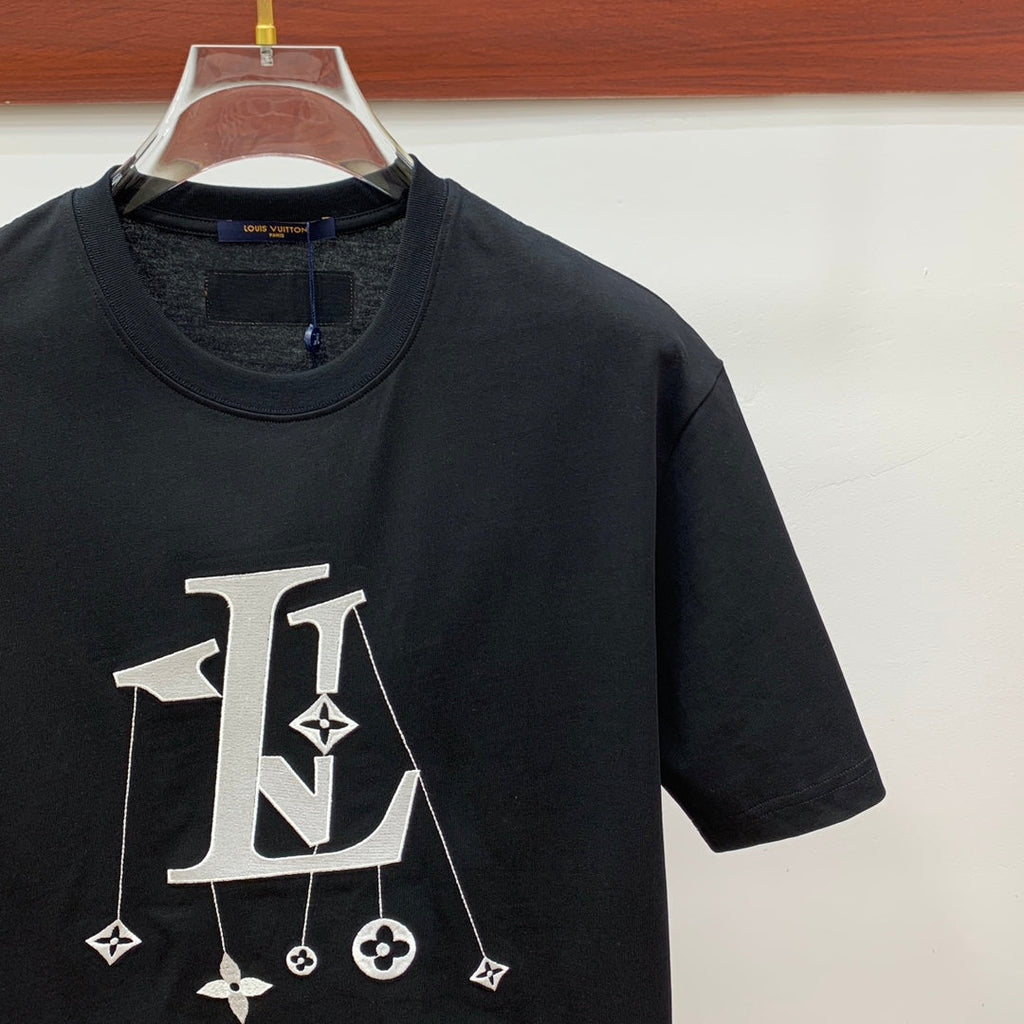 LOUIS VUITTON LV T-SHIRT IN BLACK COTTON STYLIZED LOGO 238873