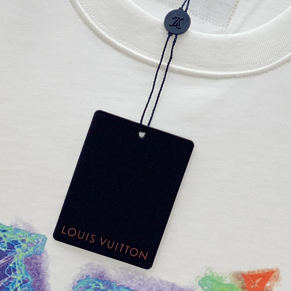 LOUIS VUITTON LV T-SHIRT STYLIZED LOGO IN WHITE COTTON 238874