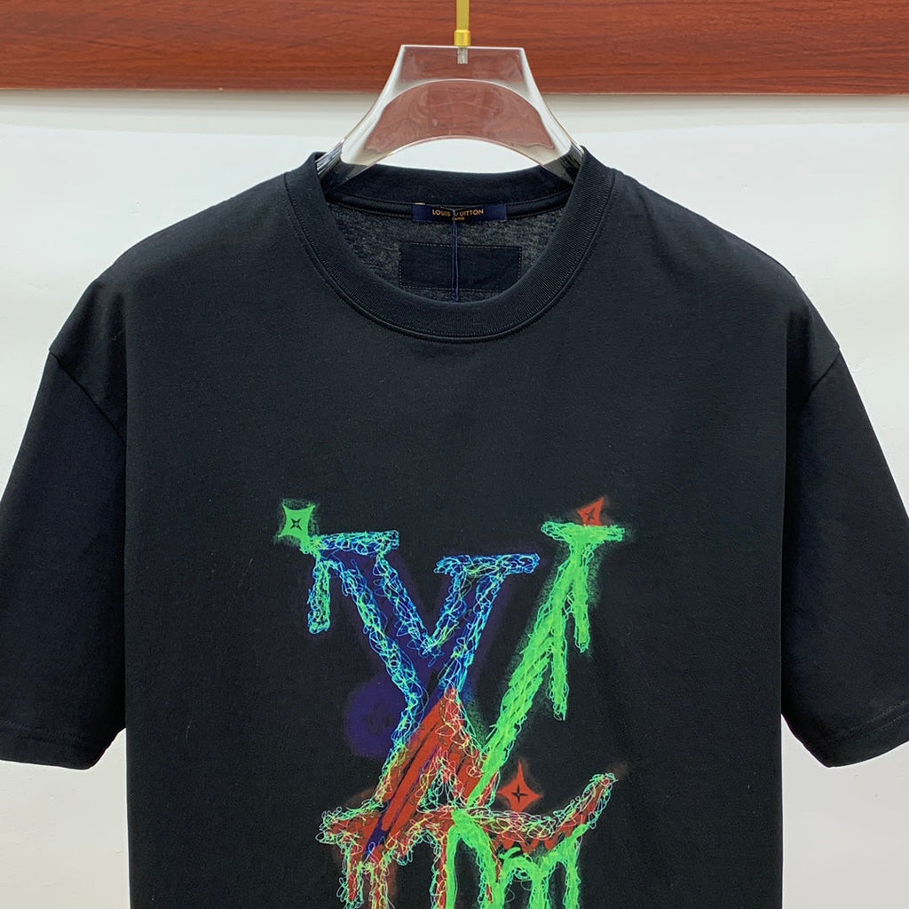 LOUIS VUITTON LV T-SHIRT STYLIZED LOGO IN BLACK COTTON 238875
