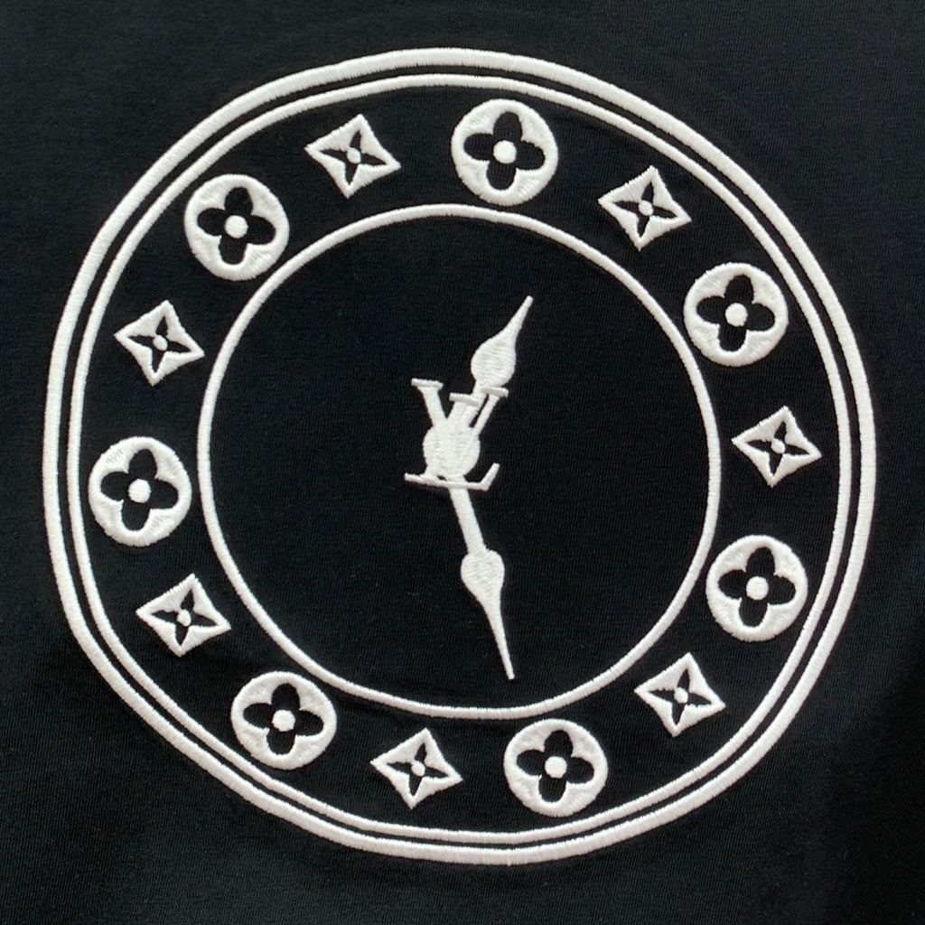LOUIS VUITTON LV T-SHIRT IN BLACK PURE COTTON EMBROIDERED LOGO 238889