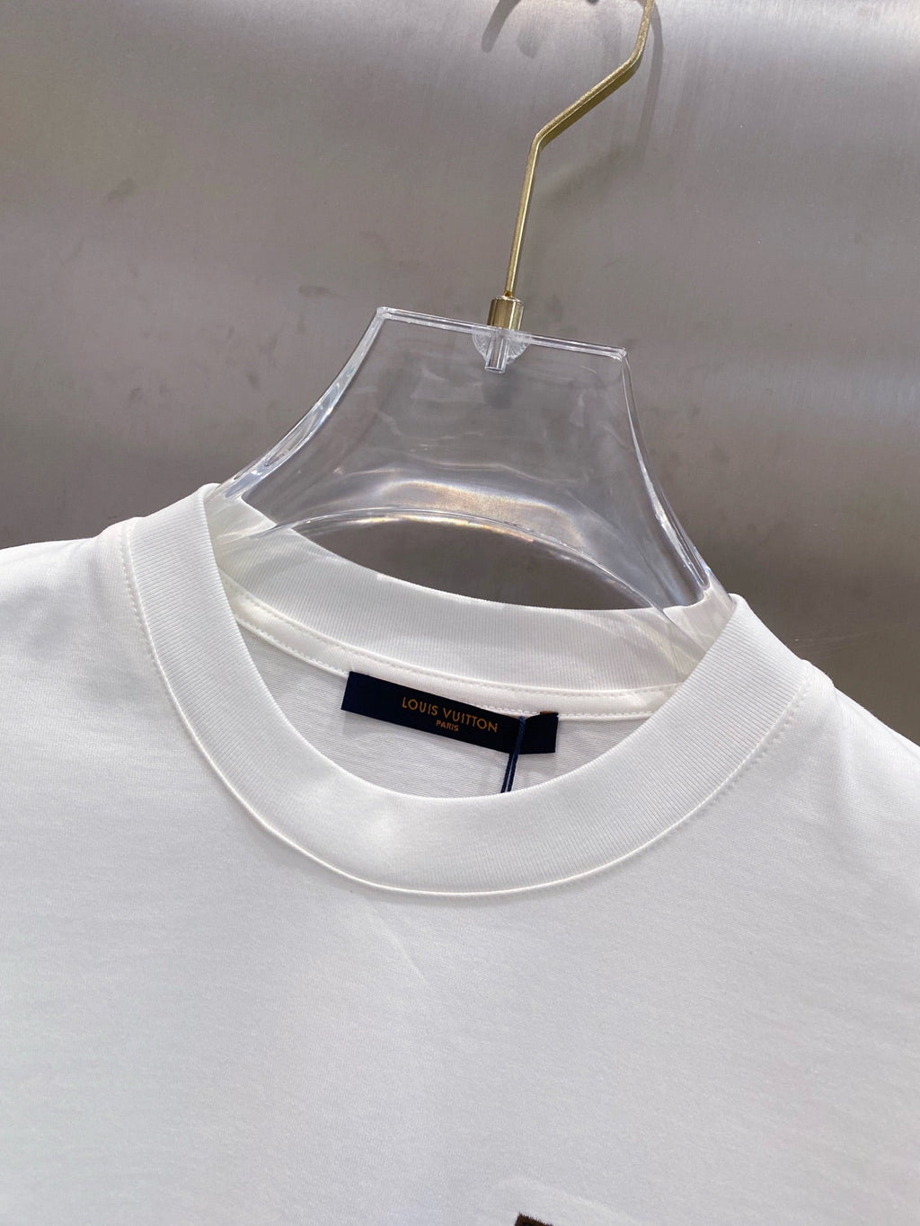 LOUIS VUITTON LV EMBROIDERED LOGO T-SHIRT IN WHITE COTTON 238831