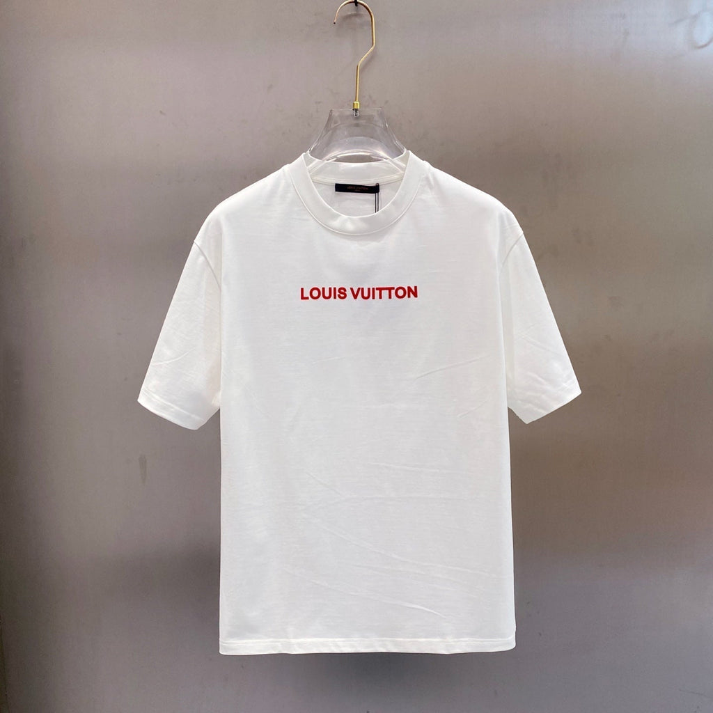 LOUIS VUITTON LV T-SHIRT IN WHITE COTTON RED LOGO 238834