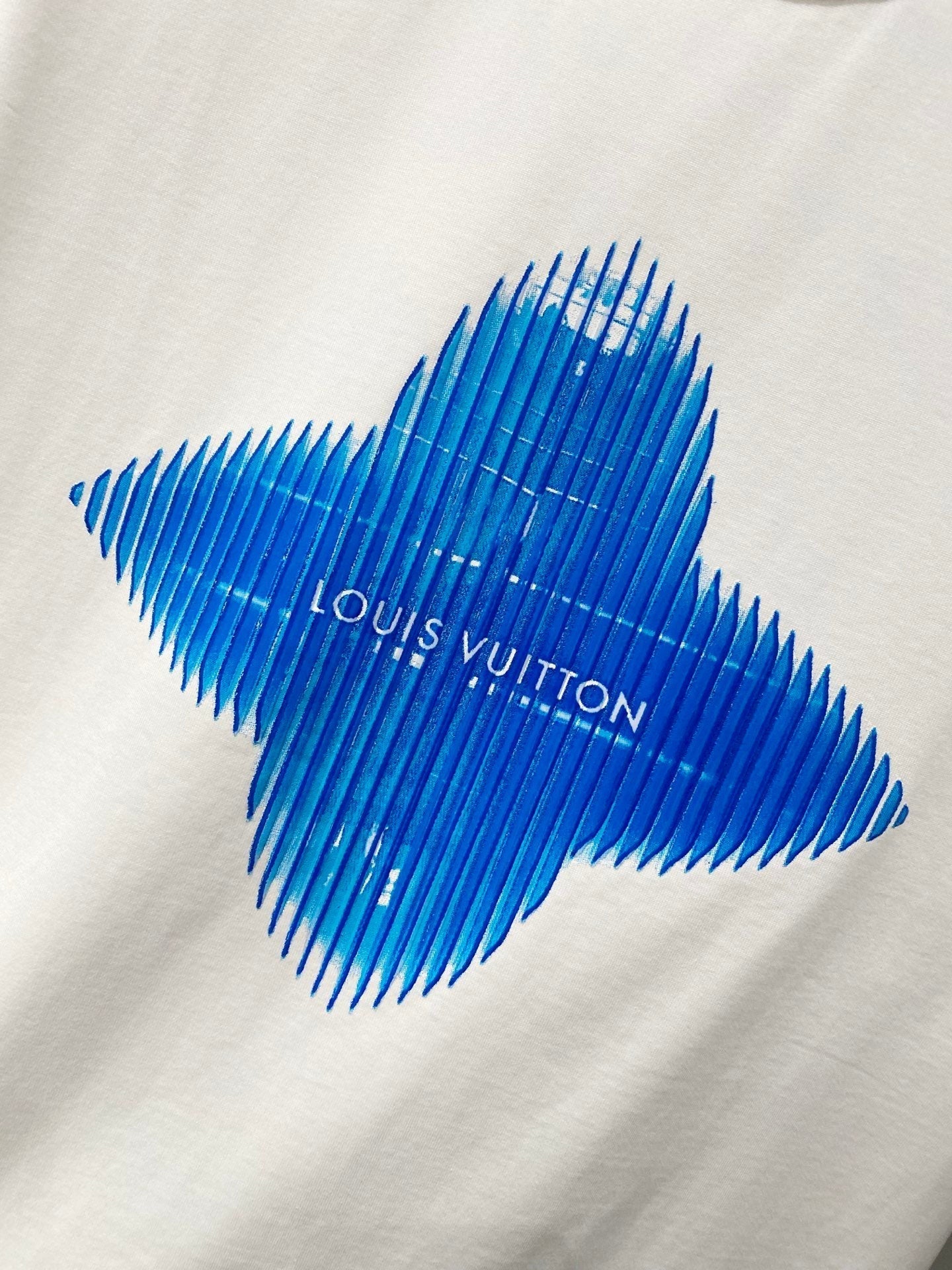 LOUIS VUITTON LV T-SHIRT IN WHITE COTTON BLUE LOGO PRINT 238837