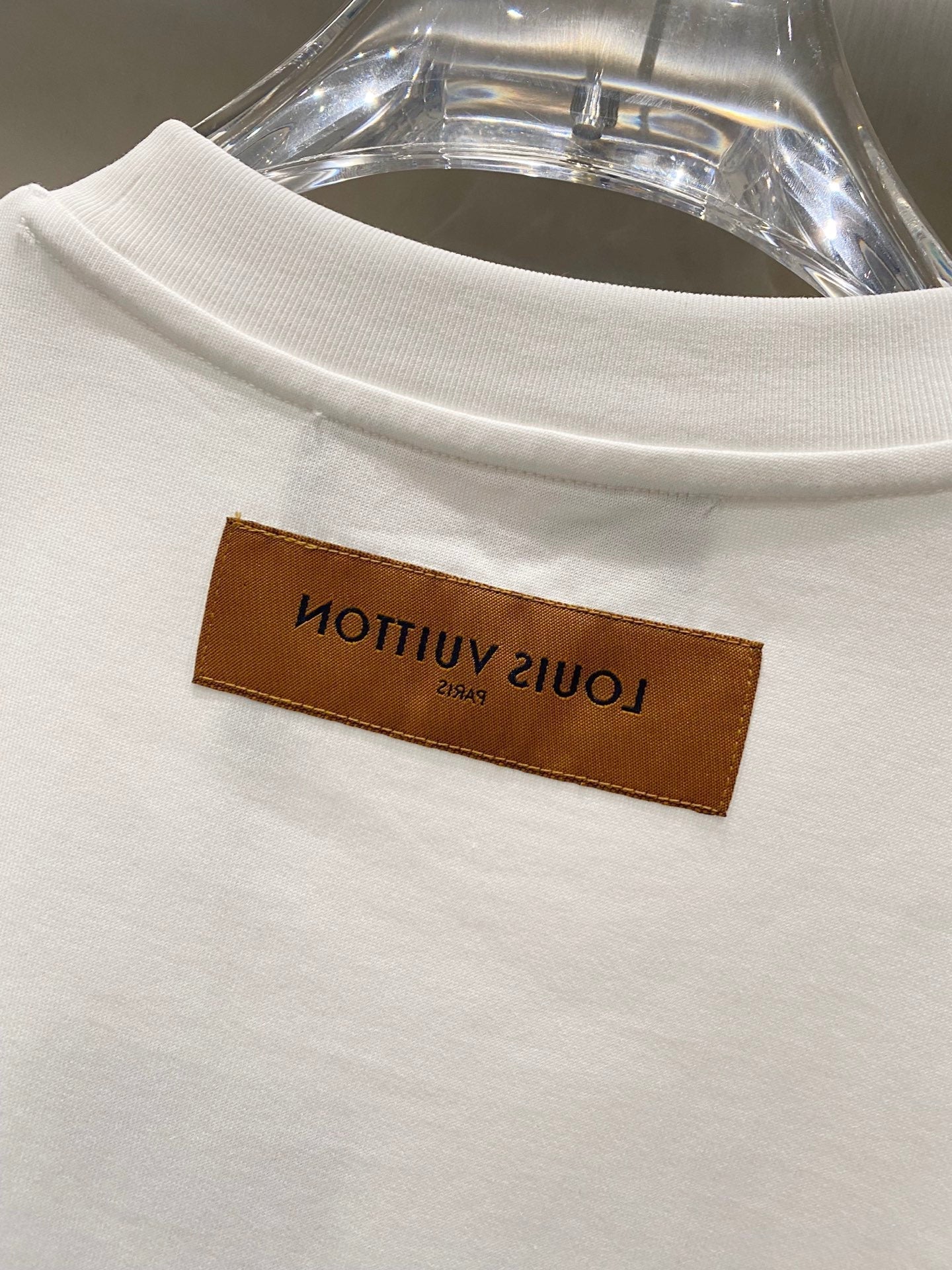 LOUIS VUITTON LV T-SHIRT IN WHITE COTTON BLUE LOGO PRINT 238837