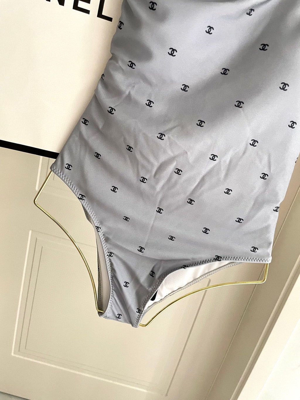 CHANEL BIKINI SWIMSUIT SET IN GREY AND BLACK 593032