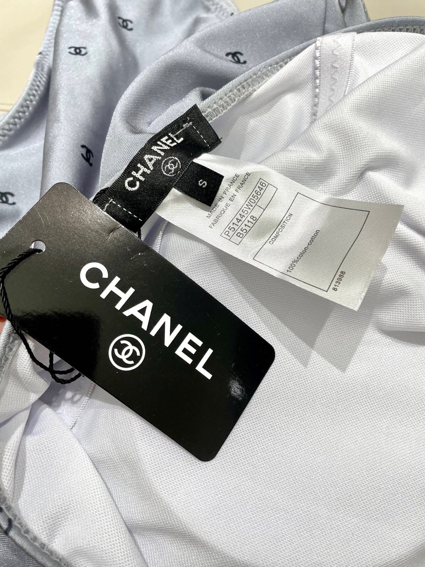 CHANEL BIKINI SWIMSUIT SET IN GREY AND BLACK 593032
