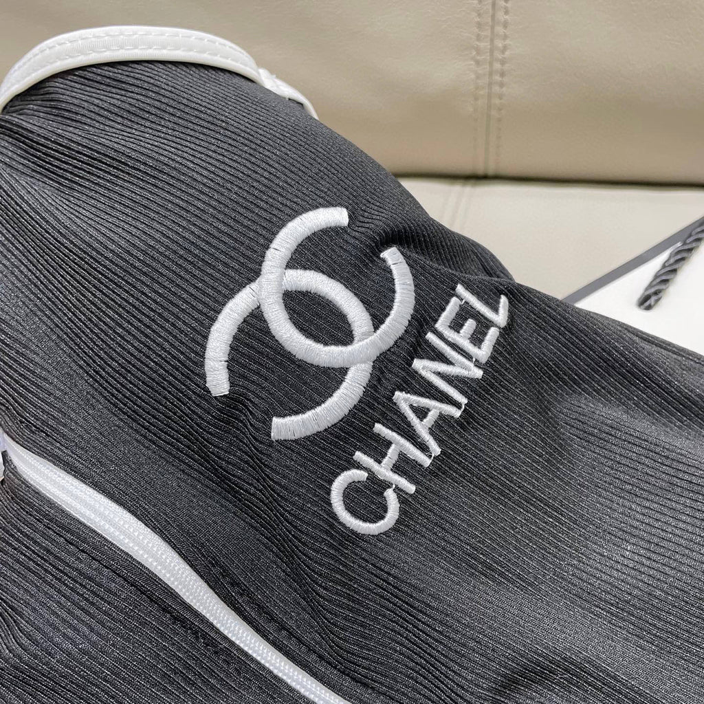 CHANEL BIKINI SWIMSUIT SET IN BLACK AND WHITE TRIM 604255