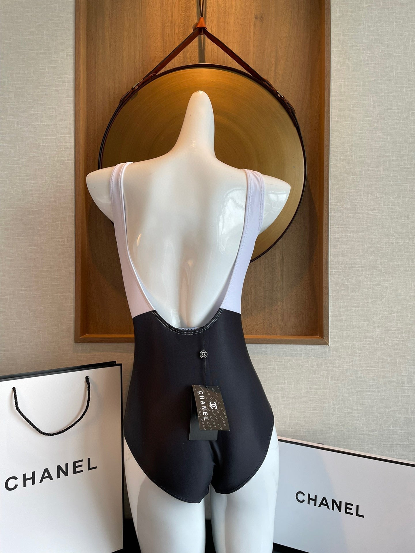 CHANEL BIKINI SWIMSUIT SET IN BLACK AND WHITE 613717