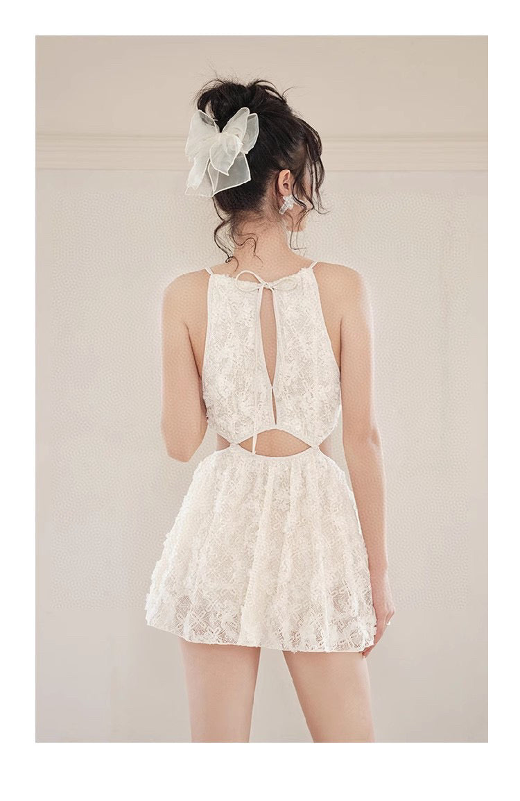 CHANEL BIKINI SWIMSUIT SET IN WHITE LACE FABRIC 613726