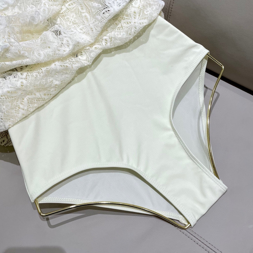 CHANEL BIKINI SWIMSUIT SET IN WHITE LACE FABRIC 613726