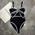 CHANEL BODYSUIT SWIMSUIT IN BLACK AND WHITE TRIM 627829