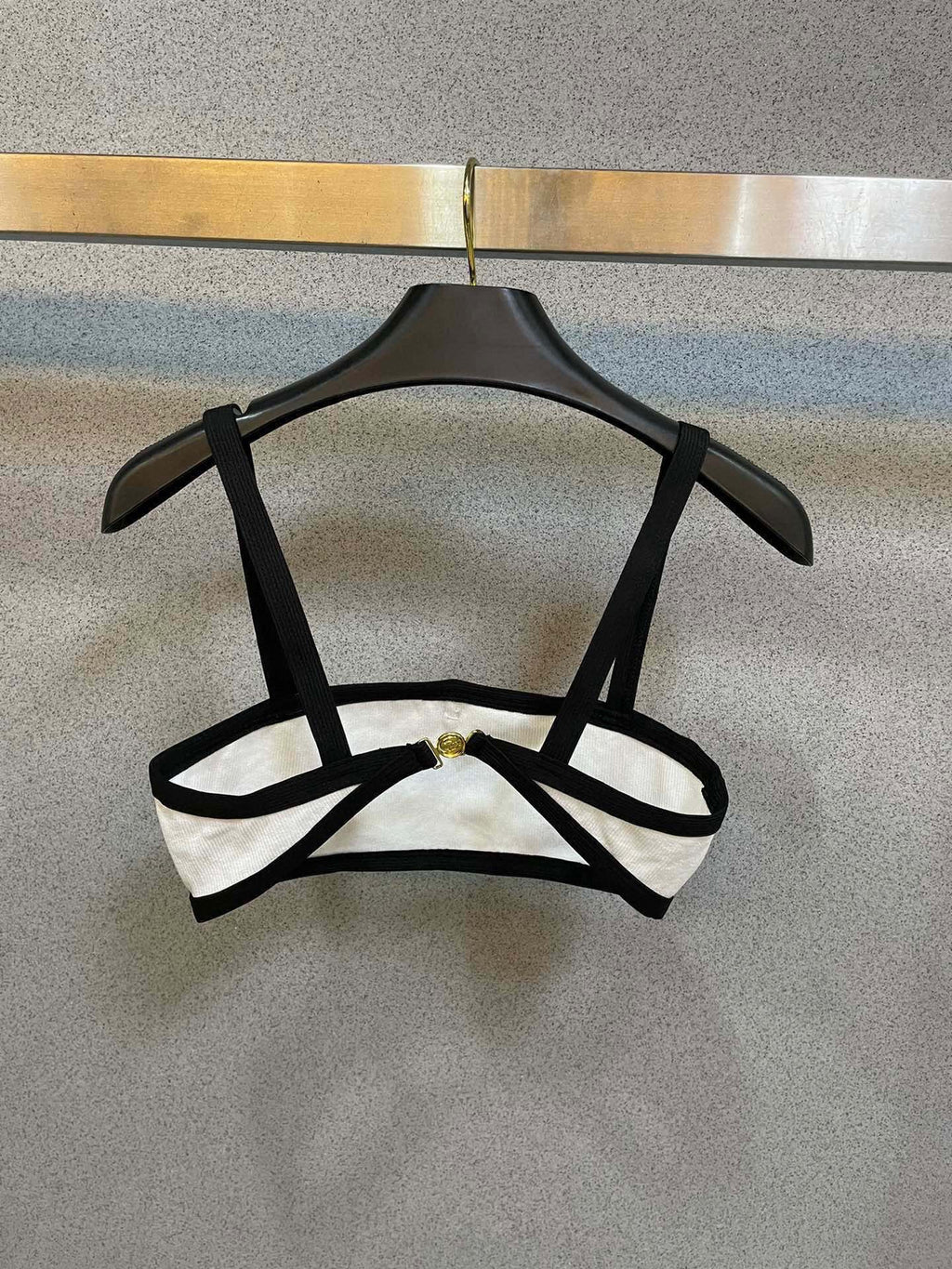 CHANEL HIGH NECK SWIMSUIT IN WHITE AND BLACK TRIM 627830