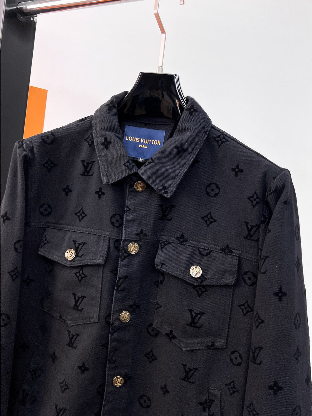 LOUIS VUITTON LV BLACK MONOGRAM DENIM JACKET 239525