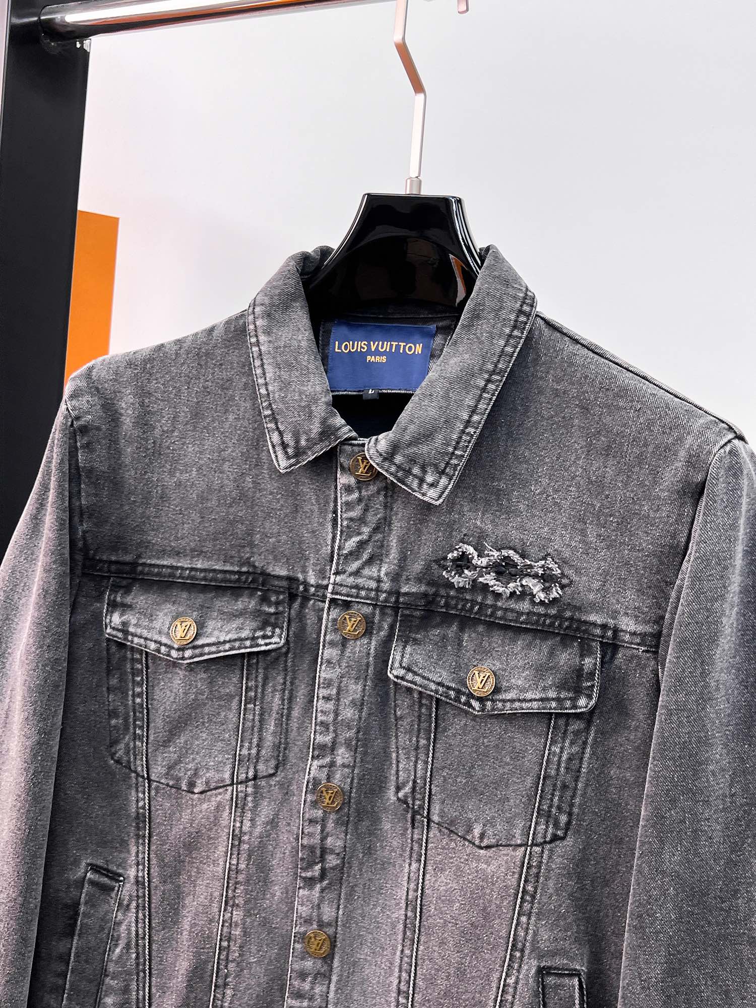LOUIS VUITTON LV CHARCOAL BLACK DENIM JACKET 239526