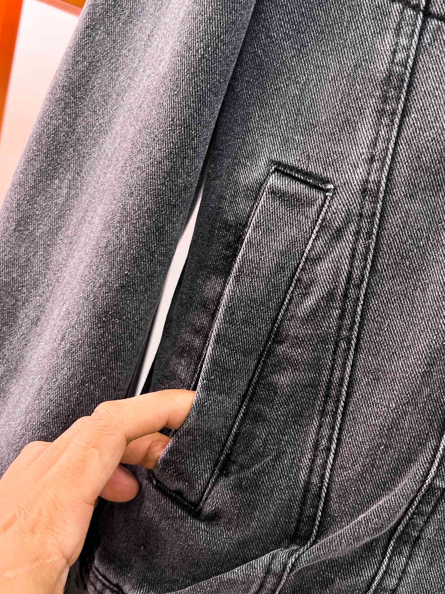 LOUIS VUITTON LV CHARCOAL BLACK DENIM JACKET 239526