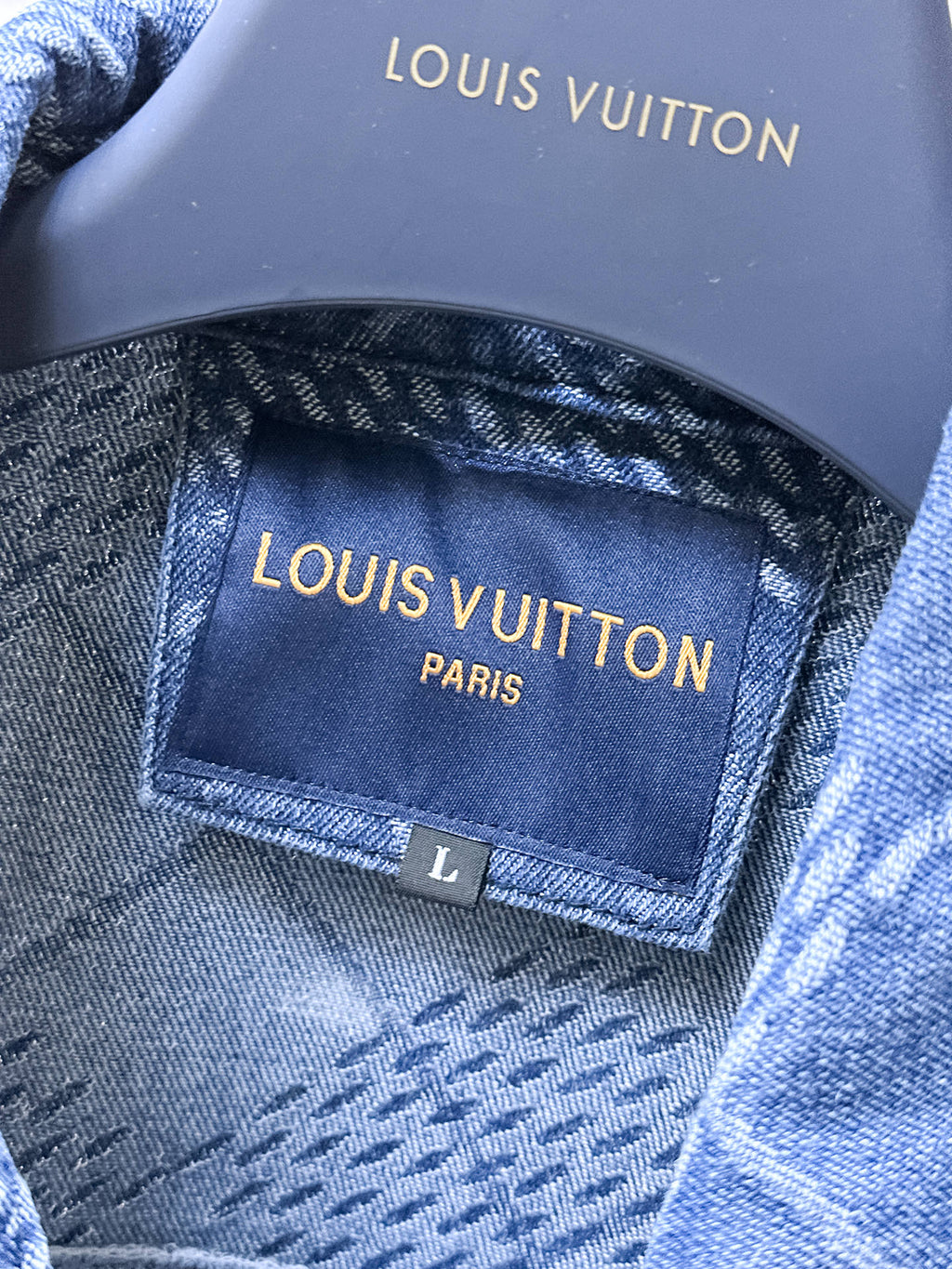 LOUIS VUITTON LV SHIRT JACKET IN BLUE DAMIER DENIM 239128